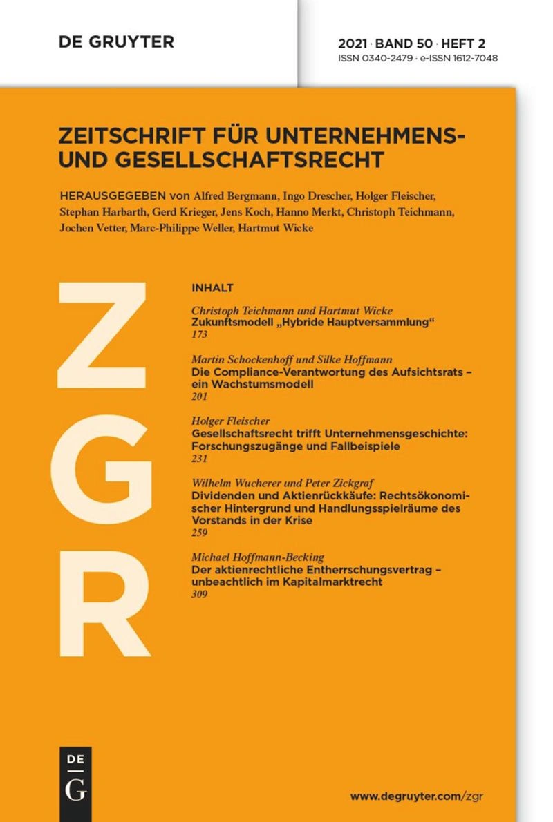 Zeitschrift für Unternehmens- und Gesellschaftsrecht ZGR