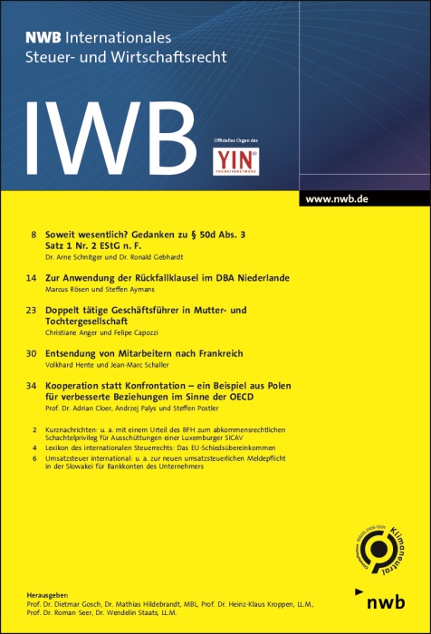 IWB - Internationales Steuer- und Wirtschaftsrecht Studentenabo