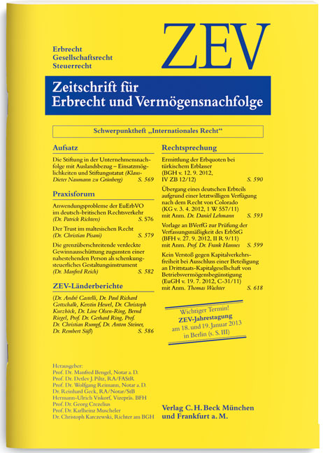 Zeitschrift für Erbrecht und Vermögensnachfolge (ZEV)