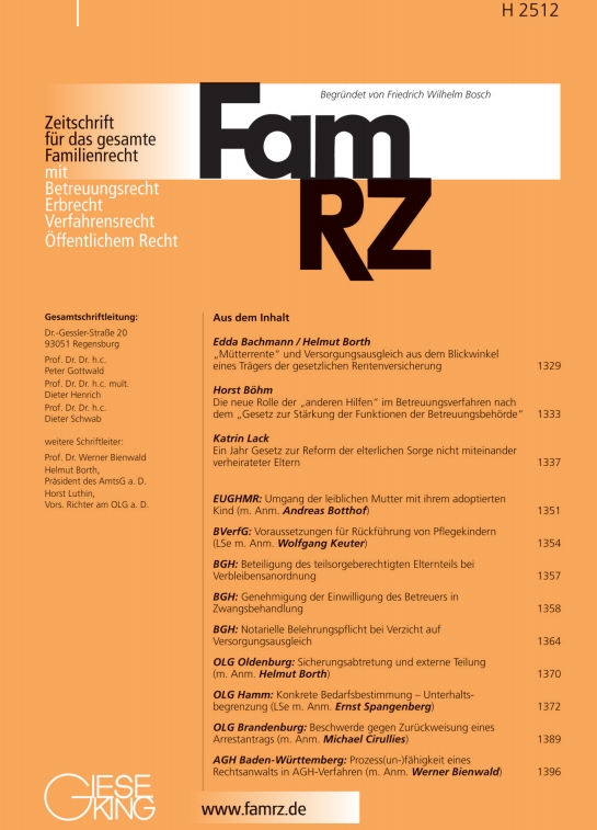 FamRZ Zeitschrift für das gesamte Familienrecht