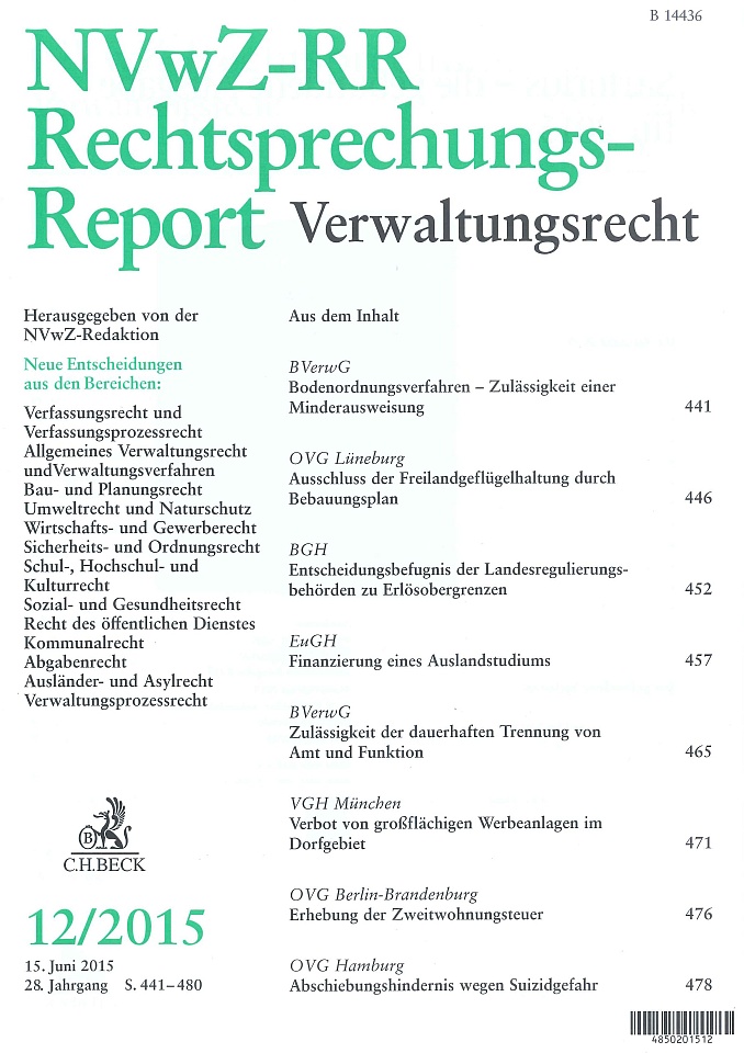 NVwZ - Rechtsprechungs-Report Verwaltungsrecht NVwZ - Rechtsprechungs-Report Verwaltungsrecht