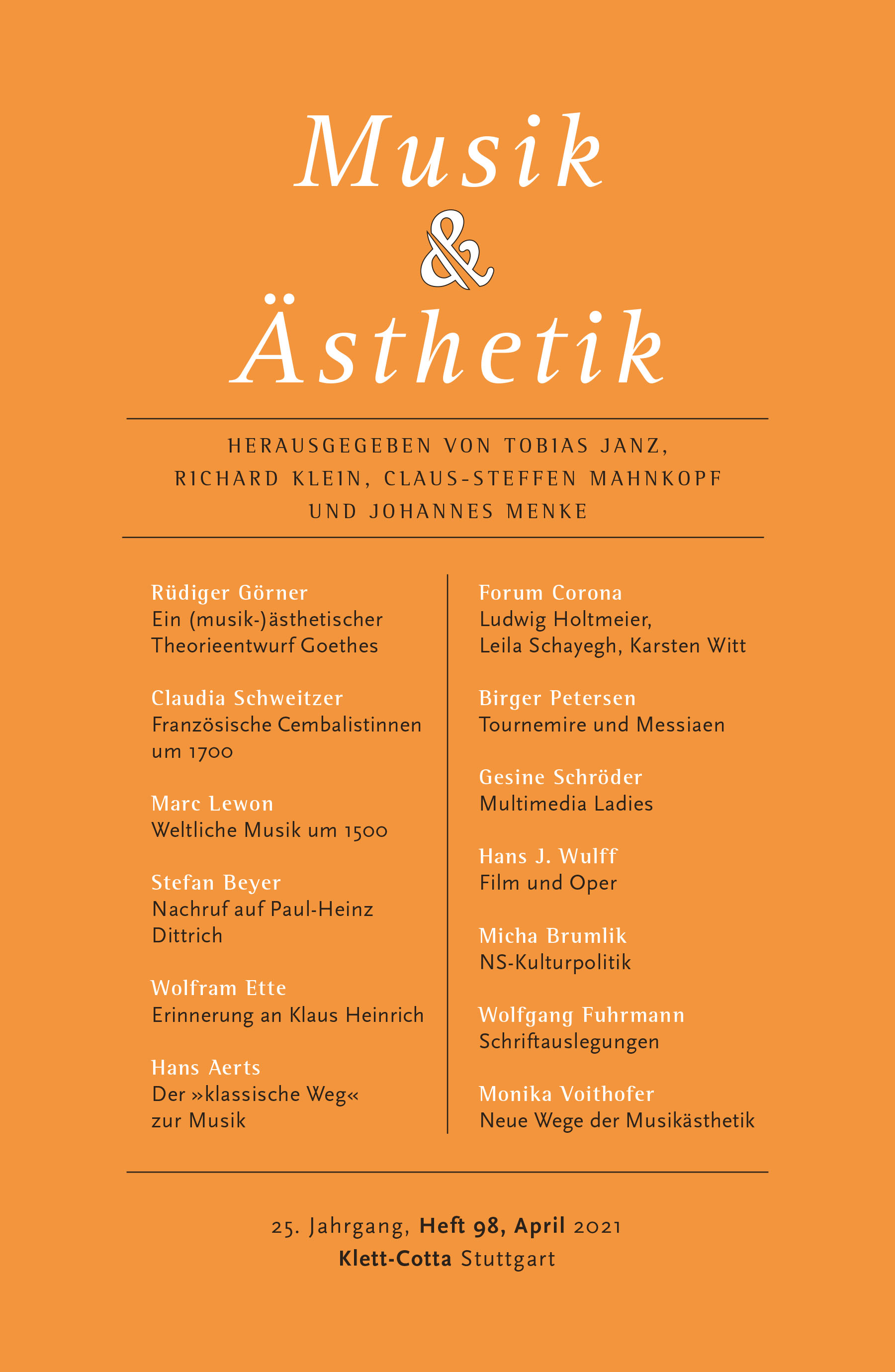 Musik und Ästhetik Abo Musik und Ästhetik Studentenabo