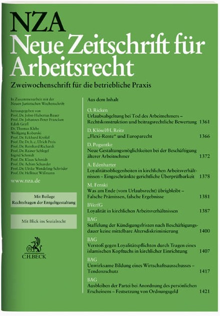 NZA Neue Zeitschrift für Arbeitsrecht NZA Neue Zeitschrift für Arbeitsrecht