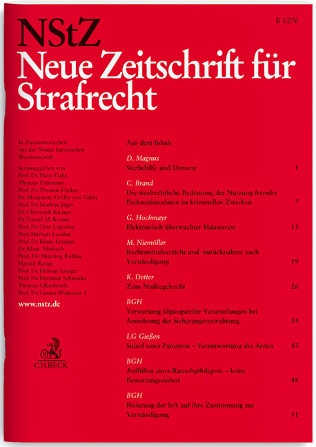 NStZ Neue Zeitschrift für Strafrecht NStZ Neue Zeitschrift für Strafrecht