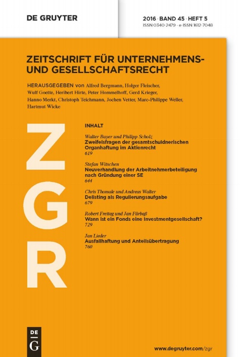 Zeitschrift für Unternehmens- und Gesellschaftsrecht ZGR