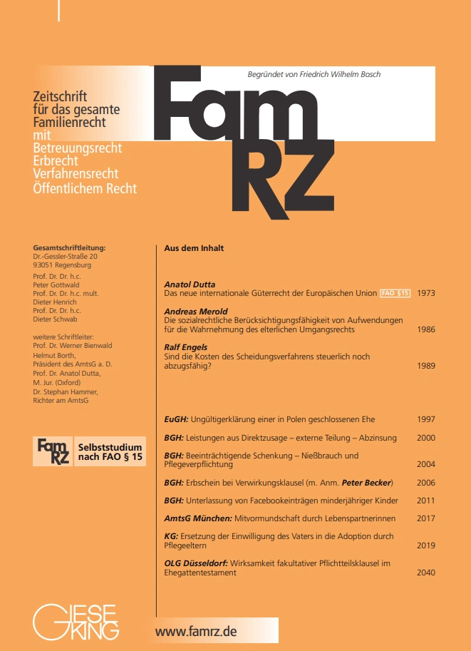 FamRZ Zeitschrift für das gesamte Familienrecht Abonnement