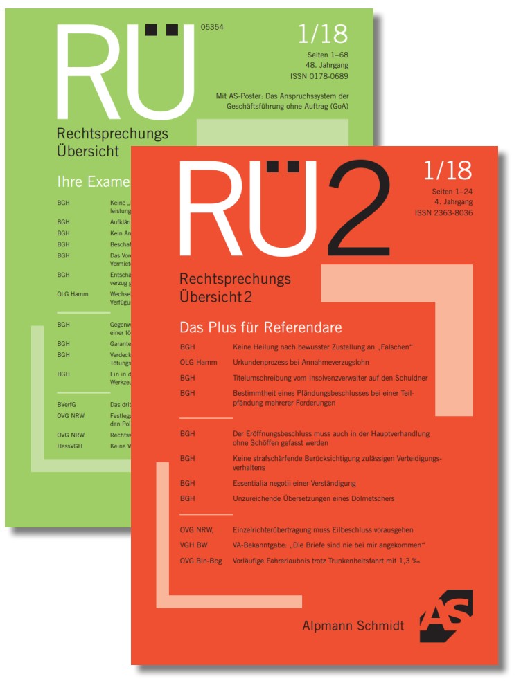 RÜ+RÜ2 Rechtssprechungs Übersicht RÜ+RÜ2 Rechtssprechungs Übersicht