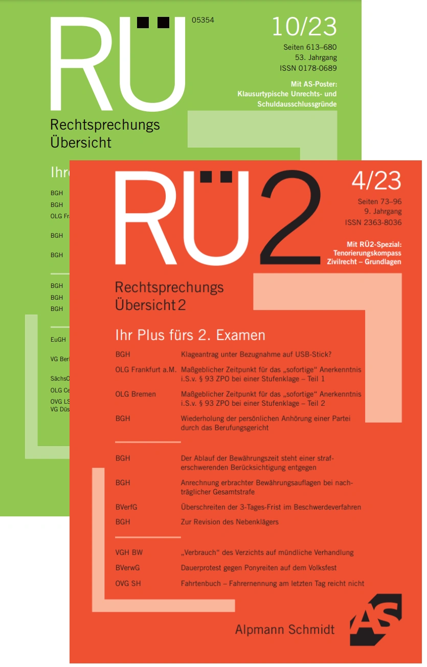RÜ+RÜ2 Rechtsprechungs Übersicht Studentenabo