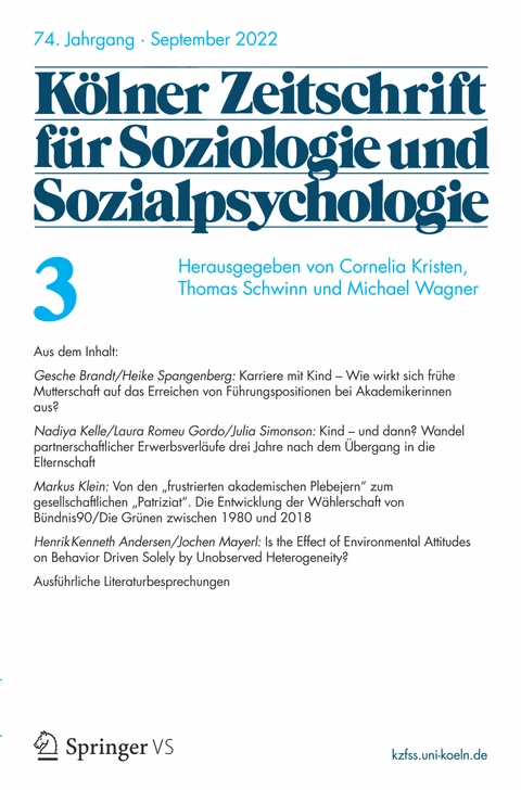 Kölner Zeitschrift für Soziologie und Sozialpsychologie KZfSS Studentenabo