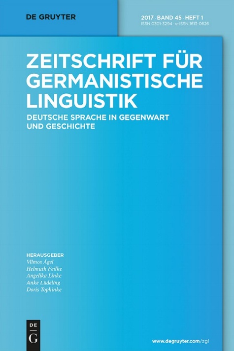 Zeitschrift für germanistische Linguistik ZGL Zeitschrift für germanistische Linguistik ZGL