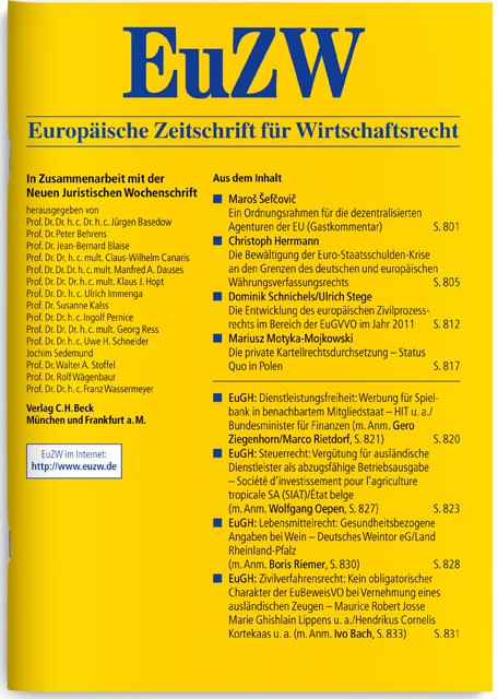 EuZW Europäische Zeitschrift für Wirtschaftsrecht